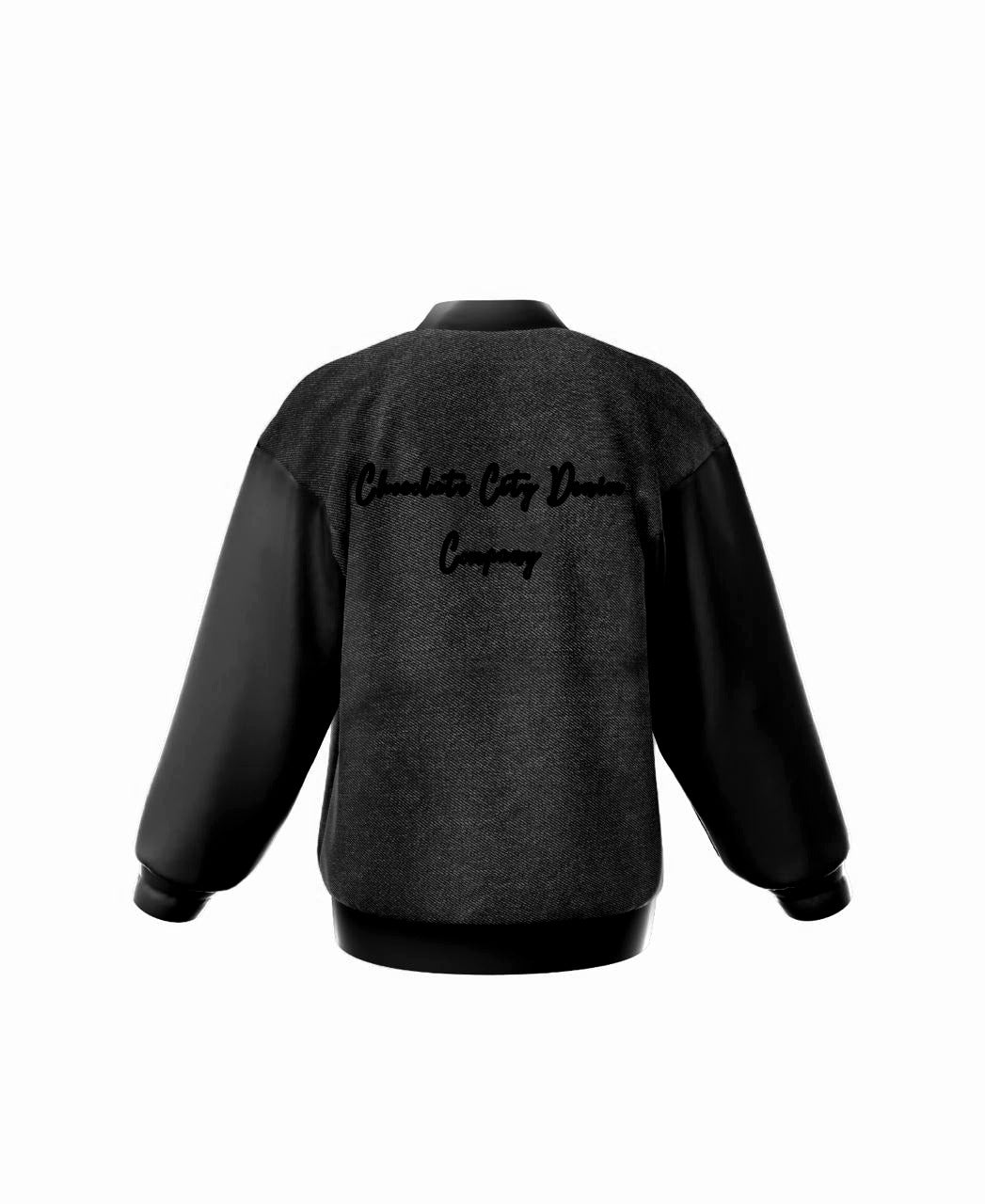 Black Denim Varsity Jacket - PREORDER