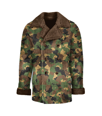 Green Camouflage Denim Sherling Coat - PREORDER